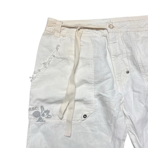 Vintage Y2K Diesel Ivory Low Rise Linen Pants Size 33 - Picture 3 of 10